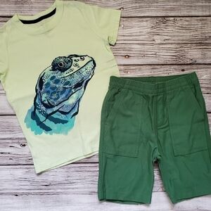 Tea Collection Iguana T-Shirt and Pull On Shorts Set NWOT